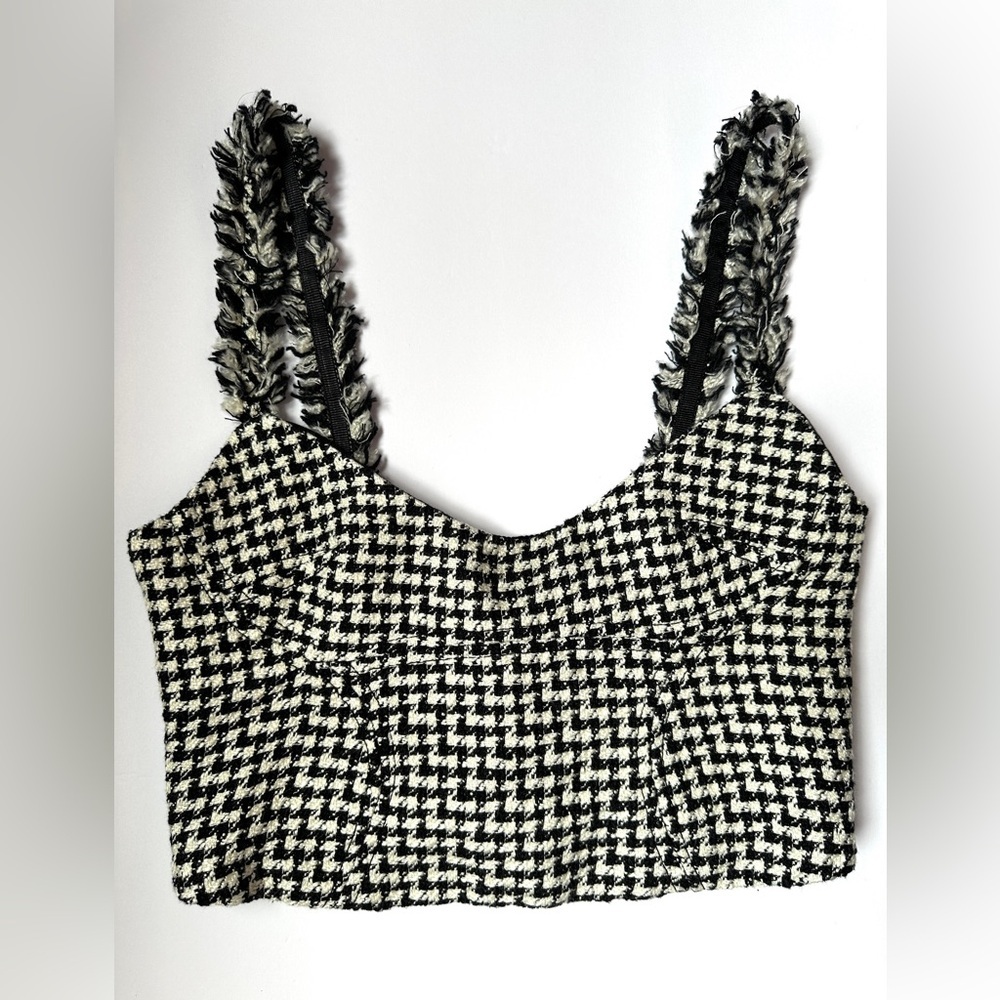 Zara‎ | Monochrome Houndstooth Tank Top | women’s Sz XS| - Picture 6 of 8